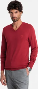 Ombre Clothing Klasyczny sweter męski Caalsann czerwony XL - Swetry męskie - miniaturka - grafika 1