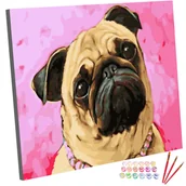 Malowanie po numerach - Zestaw do malowania po numerach, 40x50 cm, Mops w Różowych Tonach - miniaturka - grafika 1