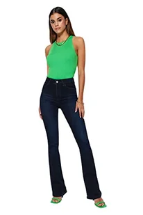 Trendyol Damskie spodnie jeansowe z wysokim stanem i nogawkami, nocny granat, 68 - Spodnie damskie - miniaturka - grafika 1