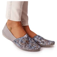 Baleriny - Damskie Skórzane Baleriny Maciejka 01930-86 Popielate wielokolorowe - miniaturka - grafika 1