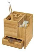 Akcesoria na biurko - WEDO 611707 bambusowy organizer stołowy z podajnikiem folii samoprzylepnej, na 6 długopisów z przegródką i szufladą, brązowy - miniaturka - grafika 1