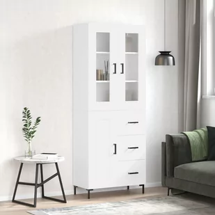 vidaXL Witrynka, biała, 69,5x34x180 cm, materiał drewnopochodny - Szafki nocne - miniaturka - grafika 1