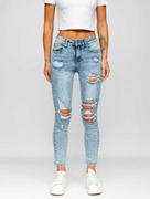 Spodnie damskie - Niebieskie spodnie jeansowe damskie Denley Y882-3 - miniaturka - grafika 1