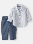 Kaftaniki dla niemowląt - carter's 2-częściowy zestaw w kolorze niebiesko-błękitnym - miniaturka - grafika 1