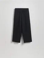 Spodnie damskie - Reserved - Wiskozowe spodnie z wiązaniem - czarny - miniaturka - grafika 1