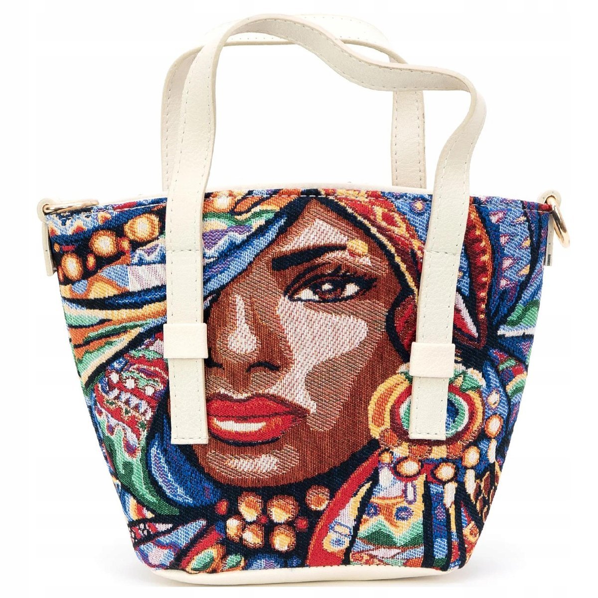 Torebka Torba Mała Na Ramię Tkanina Gobelin Ekoskóra Orientalna Kobieta