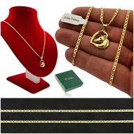 Łańcuszki - Złoty Naszyjnik Serce / Łańcuszek + Zawieszka Koń Konik Na Prezent + Gratis - miniaturka - grafika 1