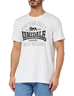 Koszulki męskie - Lonsdale Męski T-shirt regularny krój KILCHOAN biały/czarny/szary L, wielokolorowa, L 117347 - grafika 1