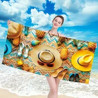 Ręczniki - Ręcznik plażowy 100x180 wielokolorowy wakacyjne kapelusze - miniaturka - grafika 1