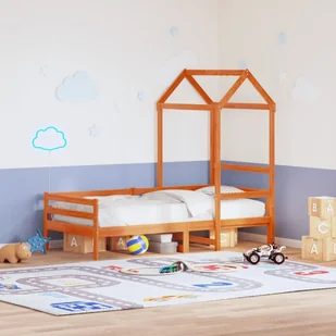 vidaXL Daszek do łóżka dziecięcego, woskowy brąz 118x70x176,5 cm sosna - Zabezpieczenia dla dzieci - miniaturka - grafika 1