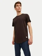 Koszulki męskie - Jack&Jones T-Shirt Jjenoa 12113648 Brązowy Long Line Fit - miniaturka - grafika 1