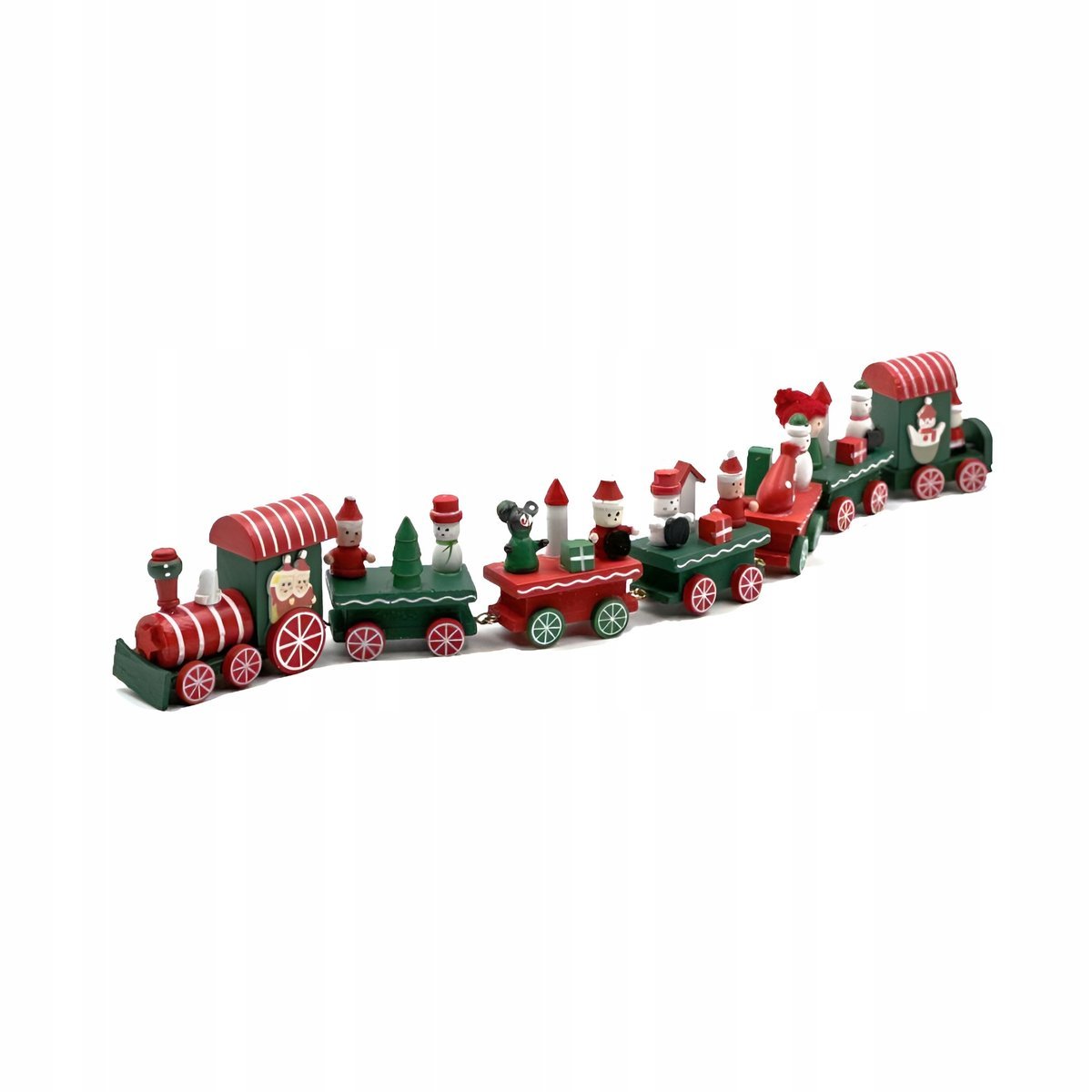 DREWNIANY POCIĄG ŚWIĄTECZNY OZDOBA ŚWIĄTECZNA KOLEJKA LOKOMOTYWA WAGONIKI