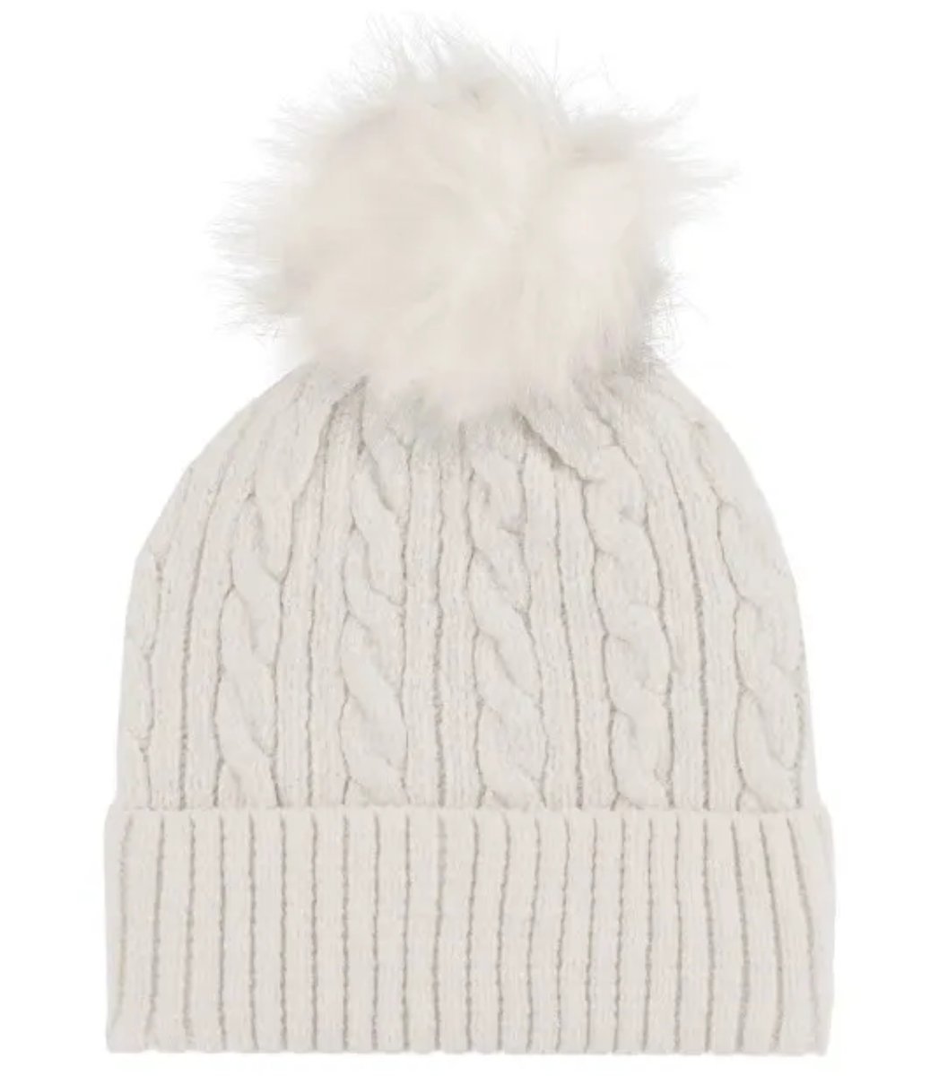 Ciepła czapka damska z pomponem jesienna zimowa jednokolorowa