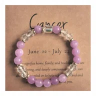 Bransoletki - Bransoletka Zodiakalna Rak Elastyczna Kamienie Kryształ Stylowa - miniaturka - grafika 1