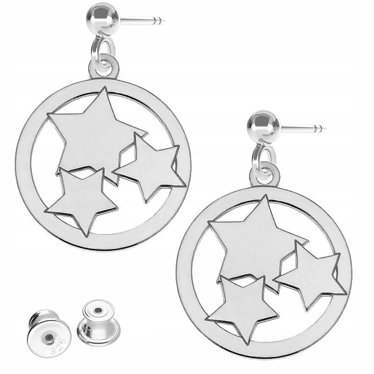 Kolczyki Srebrne z Gwiazdkami Blaszki Gwiazdy Gwiazdki Gwiazda SREBRO 925