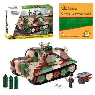 Cobi 2585 czołg STURMMORSER TIGER STURMTIGER HC WW2 1100 El. + PŁYTKA - Klocki - miniaturka - grafika 1
