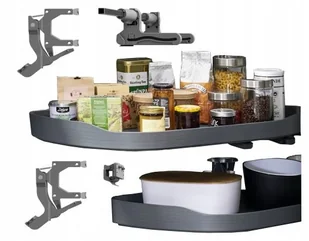 Nerka Kosz Półka 450 Trigon Hafele antracyt prawa narożna 25 kg półka - Nerki - miniaturka - grafika 1