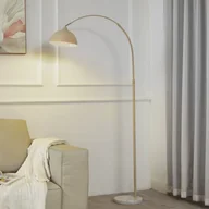 Lampy stojące - Lampa podłogowa Lindby Tonka, beżowy, metal/marmur, 180 cm, E27 - miniaturka - grafika 1