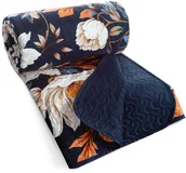 Narzuty - Narzuta 170x210 cm Fiora granatowa elegancka i miękka w kwiaty - miniaturka - grafika 1