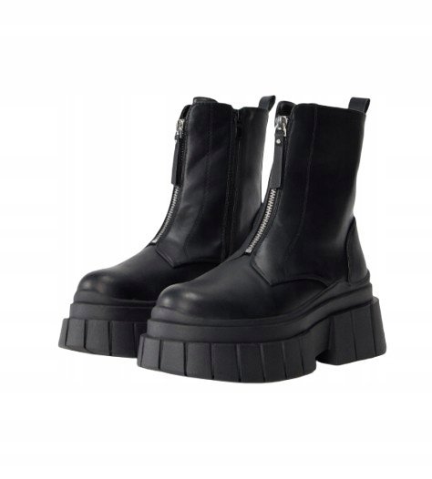 EVEN&ODD CZARNE BOTKI NA GRUBEJ PLATFORMIE Z ZAMKIEM KLASYCZNE 39 T_A