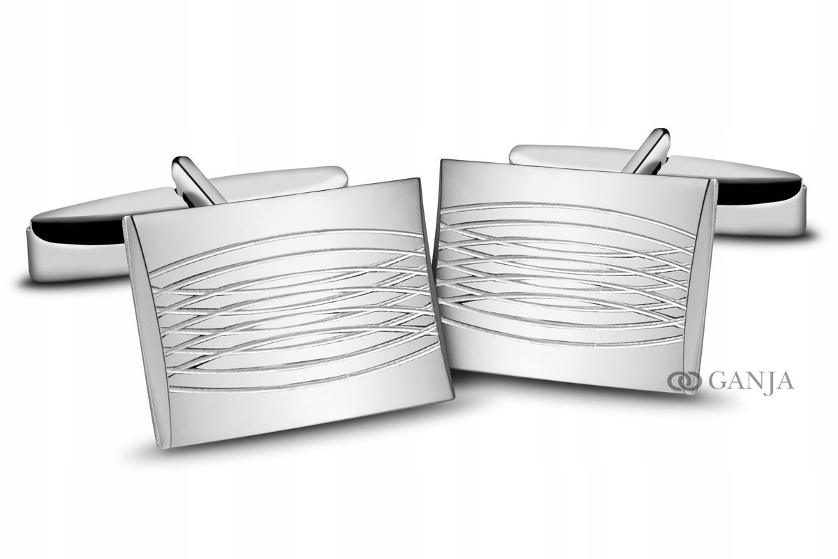 Spinki srebrne do mankietów 925 rodowane SP35 ŚLUB