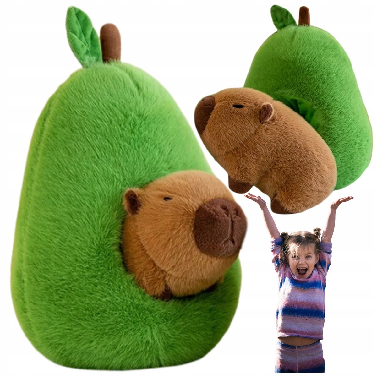 Maskotka Kapibara Awokado Przytulanka 2w1 Dobrze Wypełniona 35 CM Duży Miś
