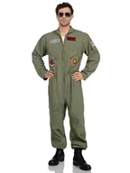 Koszulki i topy damskie - Leg Avenue mens - Top Gun Men's Flight Suit With Interchangeable Name Badges Khaki Pilot Jumpsuit Halloween Adult Sized Costumes, Khaki/Green, 2X US - miniaturka - grafika 1