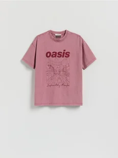 Reserved - T-shirt Oasis - brudny róż - Koszulki i topy damskie - miniaturka - grafika 1