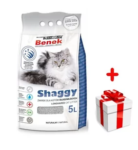 SUPER BENEK Żwirek Shaggy - Żwirek dla kotów długowłosych  5L  + niespodzianka dla kota GRATIS! - Żwirek dla kotów - miniaturka - grafika 1