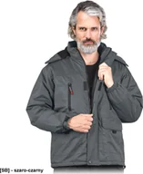 Odzież robocza - R.E.I.S. NORWAY - Kurtka ocieplana, odsuwany kaptur, powłoka 100% poliester powlekany PCV, 150 g/m, 5 kieszeni - szaro-czarny XL - miniaturka - grafika 1