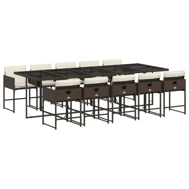 Zestaw Mebli Ogrodowych z Rattanu PE, Stół 275x106x73cm, Krzesło 50,5x50