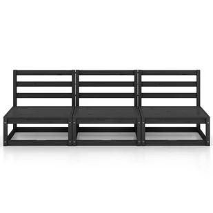 vidaXL 3-osobowa sofa ogrodowa, czarna, lite drewno sosnowe - Ławki ogrodowe - miniaturka - grafika 1