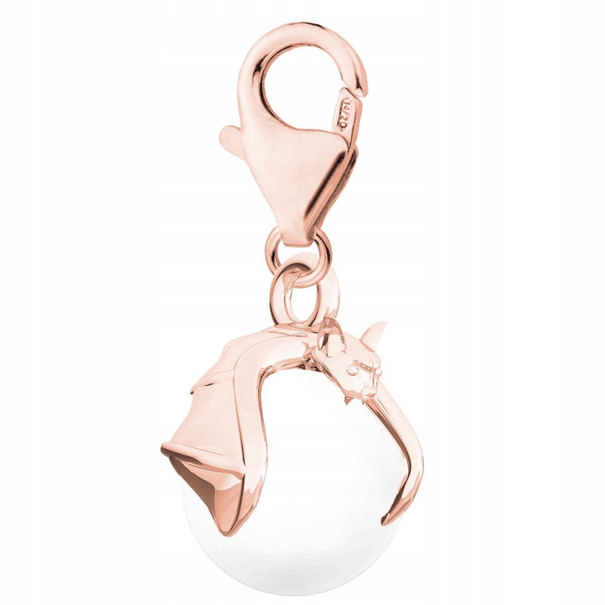 Zawieszka Pozłacana Wiszący Nietoperz Biała Perła z Nietoperzem SREBRO 925