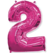 Balony i akcesoria - Flexmetal Balon foliowy, cyfra 2, różowy, 101 cm - miniaturka - grafika 1