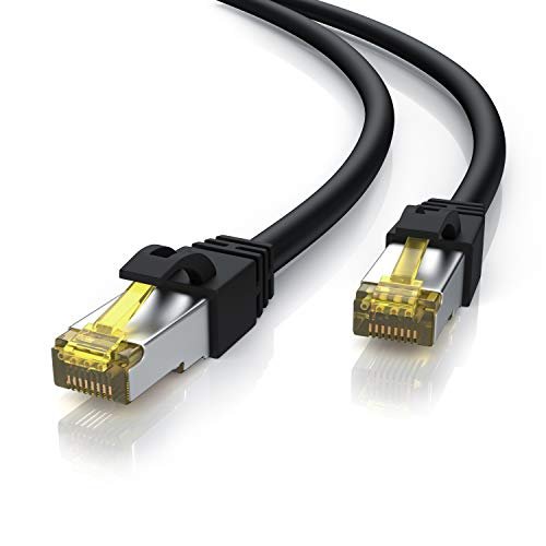 CSL - 15 m Cat 7 zewnętrzny kabel sieciowy Gigabit Ethernet LAN kabel - 1000 Mbit S - kabel krosowy - Cat.7 kabel surowy S FTP Pimf z wtyczką RJ 45 - odporny na ścieranie - odporny na olej - wodoodporny - IP66