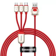 Kable USB - Baseus Kabel USB 3w1 Year of the Tiger USB do micro USB USB-C Lightning 3.5A 1.2m czerwony) CASX010009 - miniaturka - grafika 1