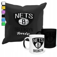 Gadżety dla niej i dla niego - Zestaw Kubek Magiczny + Poszewka Z Poduszką- Nba Brooklyn Nets Kosz + Imię - miniaturka - grafika 1
