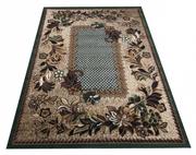 Dywany - Brązowo-zielony prostokątny dywan w kwiaty - Biter - Profeos - miniaturka - grafika 1