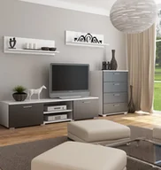Meble do sypialni - Meblościanka Lena biało czarna - miniaturka - grafika 1
