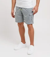 Spodenki męskie - Krótkie męskie spodenki dresowe szare z kieszeniami cargo Recea - miniaturka - grafika 1