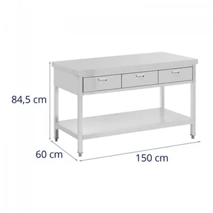 Stół ze stali nierdzewnej z szufladami - 150 x 60 cm ROYAL CATERING 10012697 RCAT-150/60-D - Meble gastronomiczne - miniaturka - grafika 5