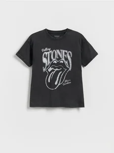 Reserved - T-shirt ROLLING STONES - ciemnoszary - Koszulki dla dziewczynek - miniaturka - grafika 1