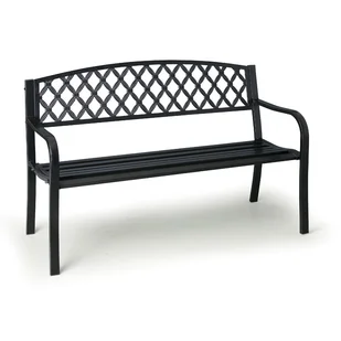 Metalowa ławka parkowa GRET z oparciem, 1270 mm - Ławki ogrodowe - miniaturka - grafika 1