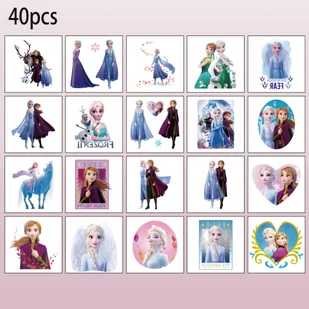 TEMU 40 szt. Tymczasowe Tatuaże Disney Frozen Księżniczki - Oficjalnie Licencjonowane Wzory , Anny i Olafa z Naklejkami w Kształcie - Jaskrawe Kolory - Wyposażenie studia tatuażu - miniaturka - grafika 1
