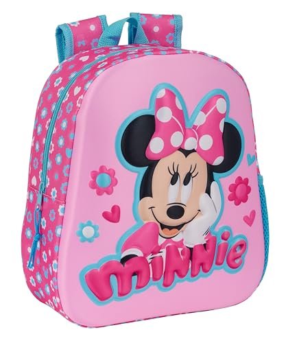 Safta MINNIE MOUSE Plecak szkolny z wzorem 3D, odpowiedni dla dzieci w różnym wieku, wygodny i wszechstronny, jakość i wytrzymałość, 27 x 10 x 33 cm, różowy, Różowy kolor, Estándar, Casual