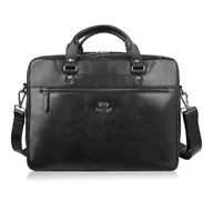 Teczki i aktówki - Torba męska na ramię do ręki skórzana na laptopa dokumenty A4 czarna pojemna Paolo Peruzzi SL-08-BL - miniaturka - grafika 1