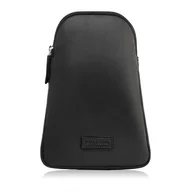 Torebki damskie - Plecak męski skórzany na jedno ramię na skos mały czarny t-118-bl - miniaturka - grafika 1