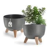 Donice - Misa na kwiaty z nóżkami Milis 24 cm, grafitowa - miniaturka - grafika 1