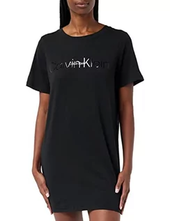 Piżamy damskie - Calvin Klein Damska koszula nocna S/S, Czarny, M - grafika 1
