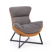 Fotele - Fotel aksamit SIESTA, brązowy/szary - miniaturka - grafika 1